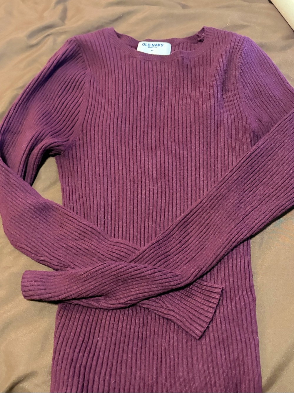 Old Navy Purple Ribbed Crewneck Sweater